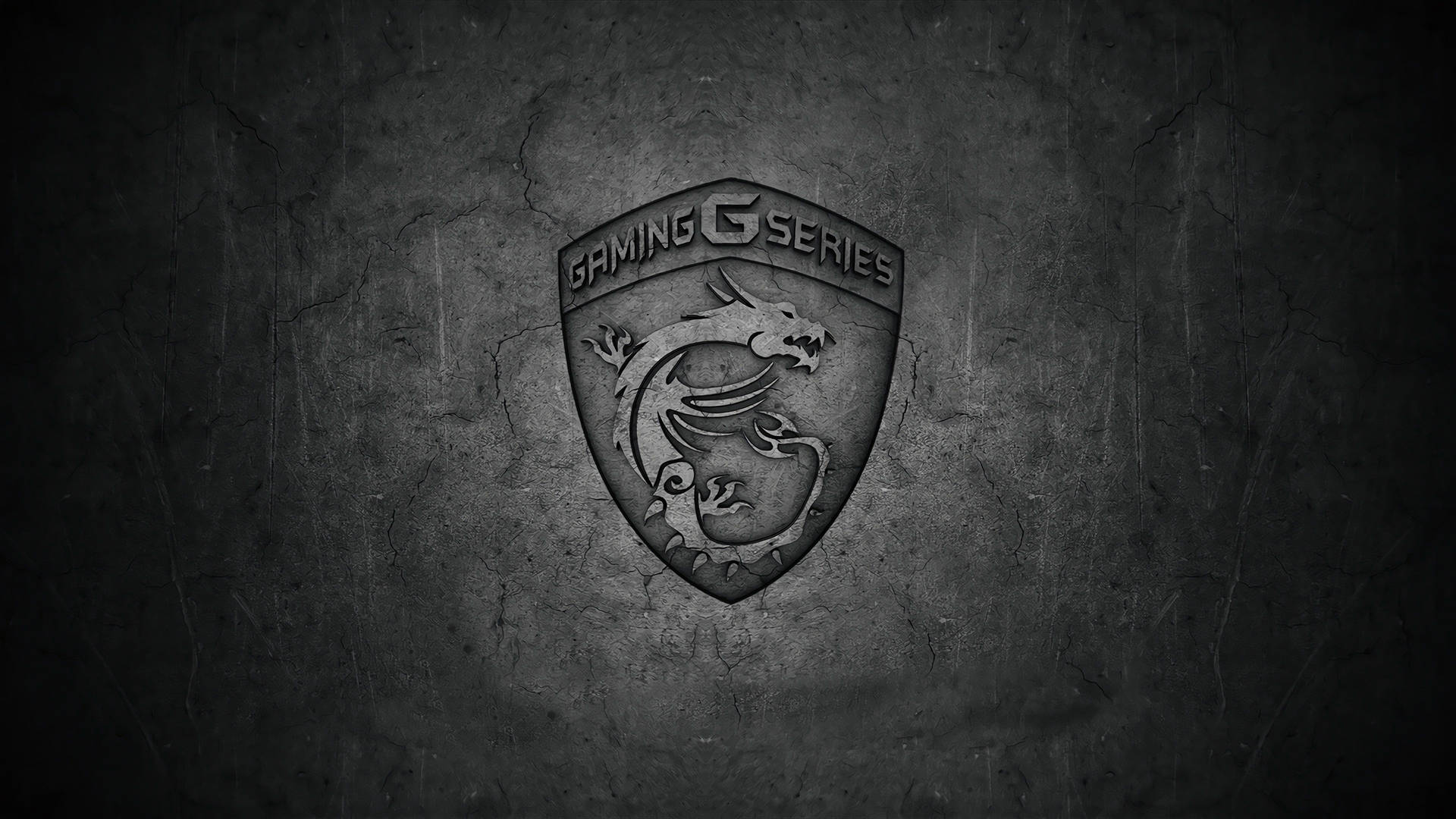 MSI Gaming G Series龍標誌在裂開的混凝土牆上。