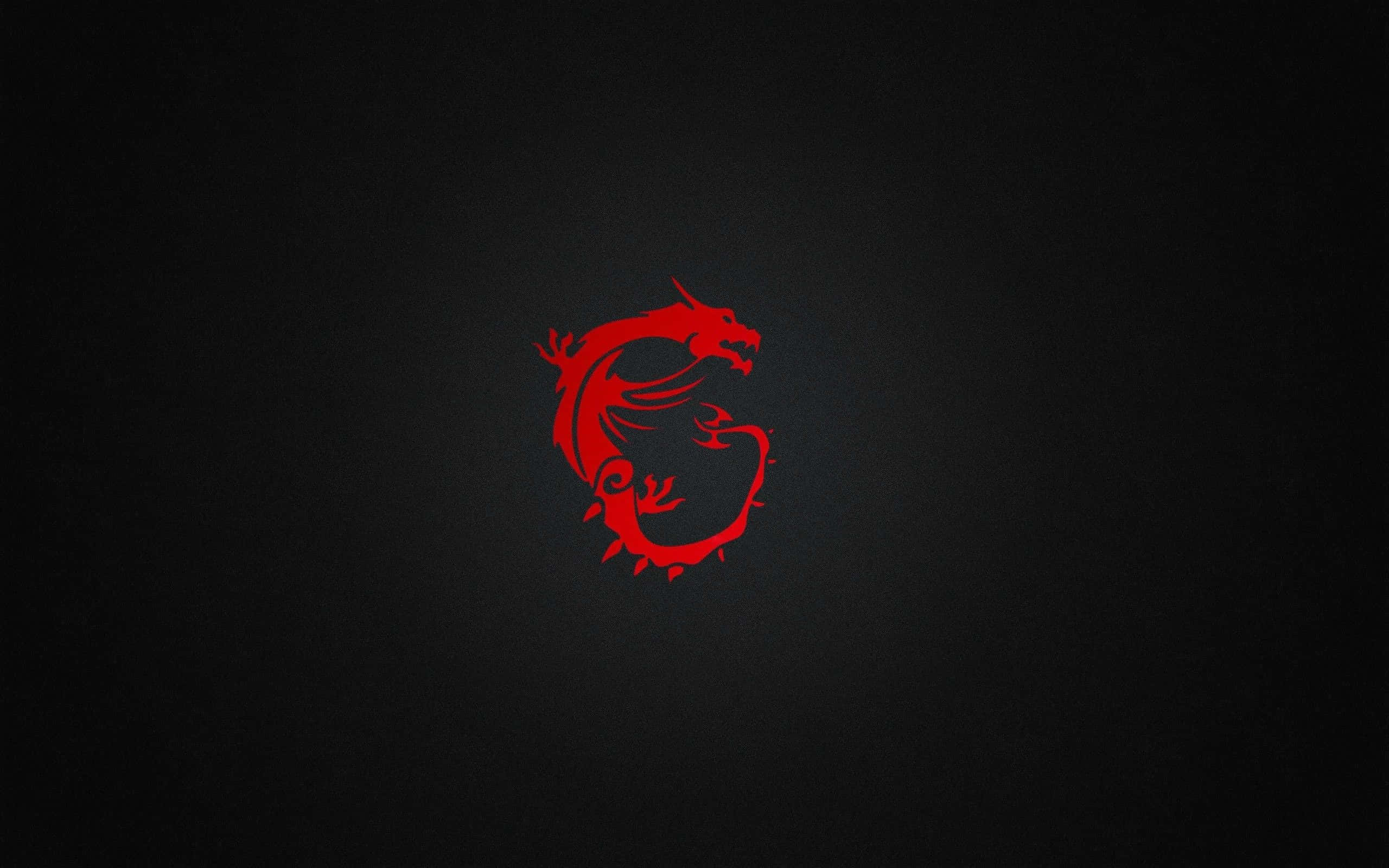 MSI 高效能遊戲組件 壁紙 — 一個大膽的紅色龍標誌在帶有微妙漸變照明的紋理黑色背景上發光。