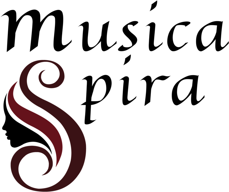 Musica Spira 標誌 壁紙 — 一個風格化的紅色漩渦標誌，在黑色背景上帶有漸變陰影。