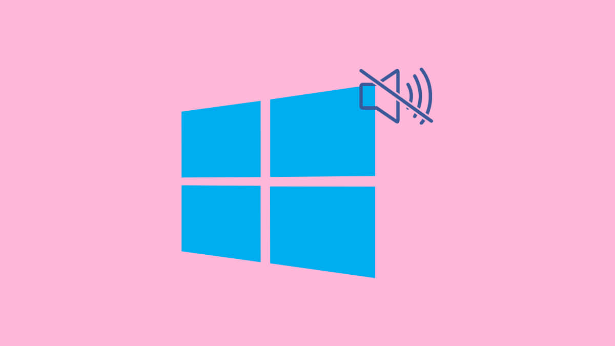 Windows標誌，帶有靜音揚聲器圖標，背景為粉紅色。