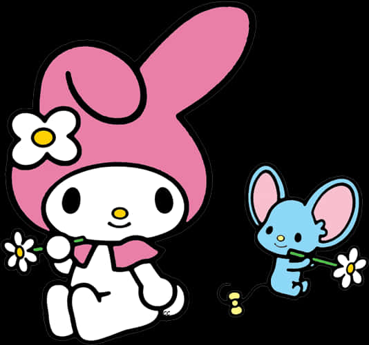 My Melody 與朋友花交換 壁紙