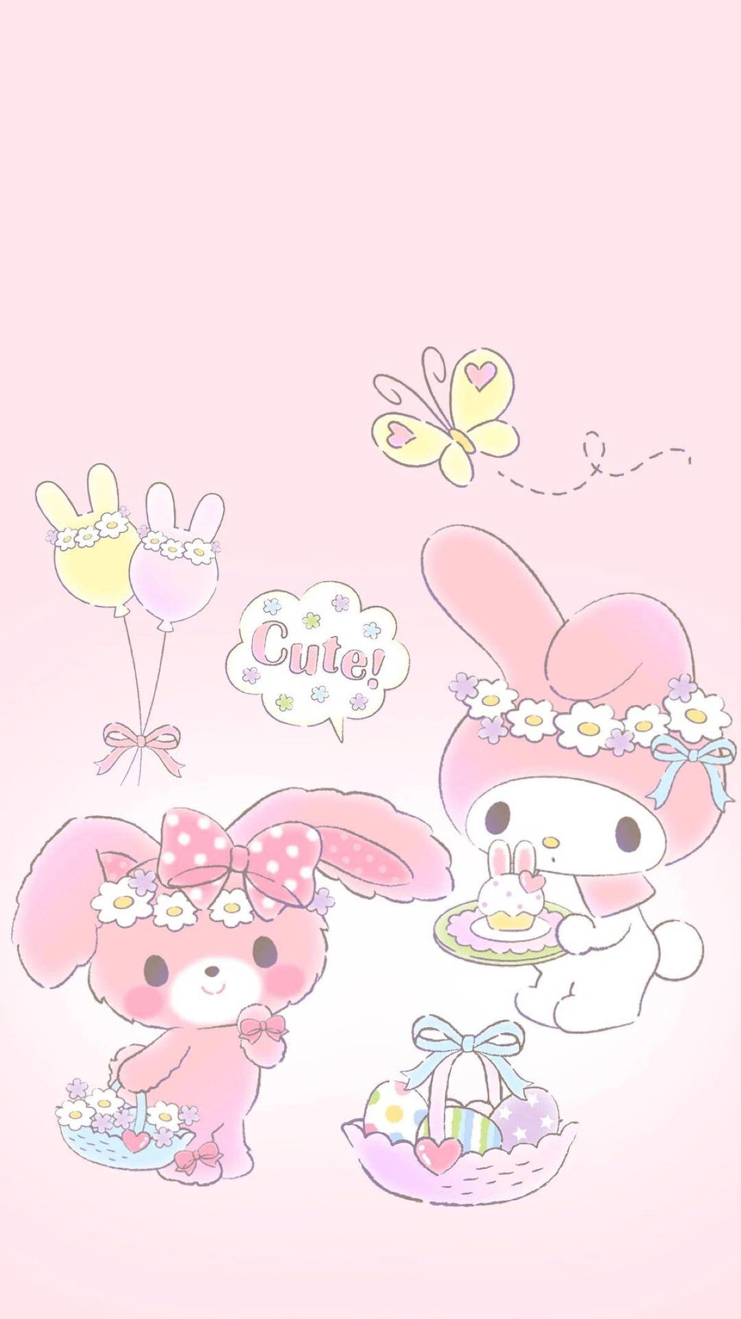 My Melody 與粉紅兔子壁紙
