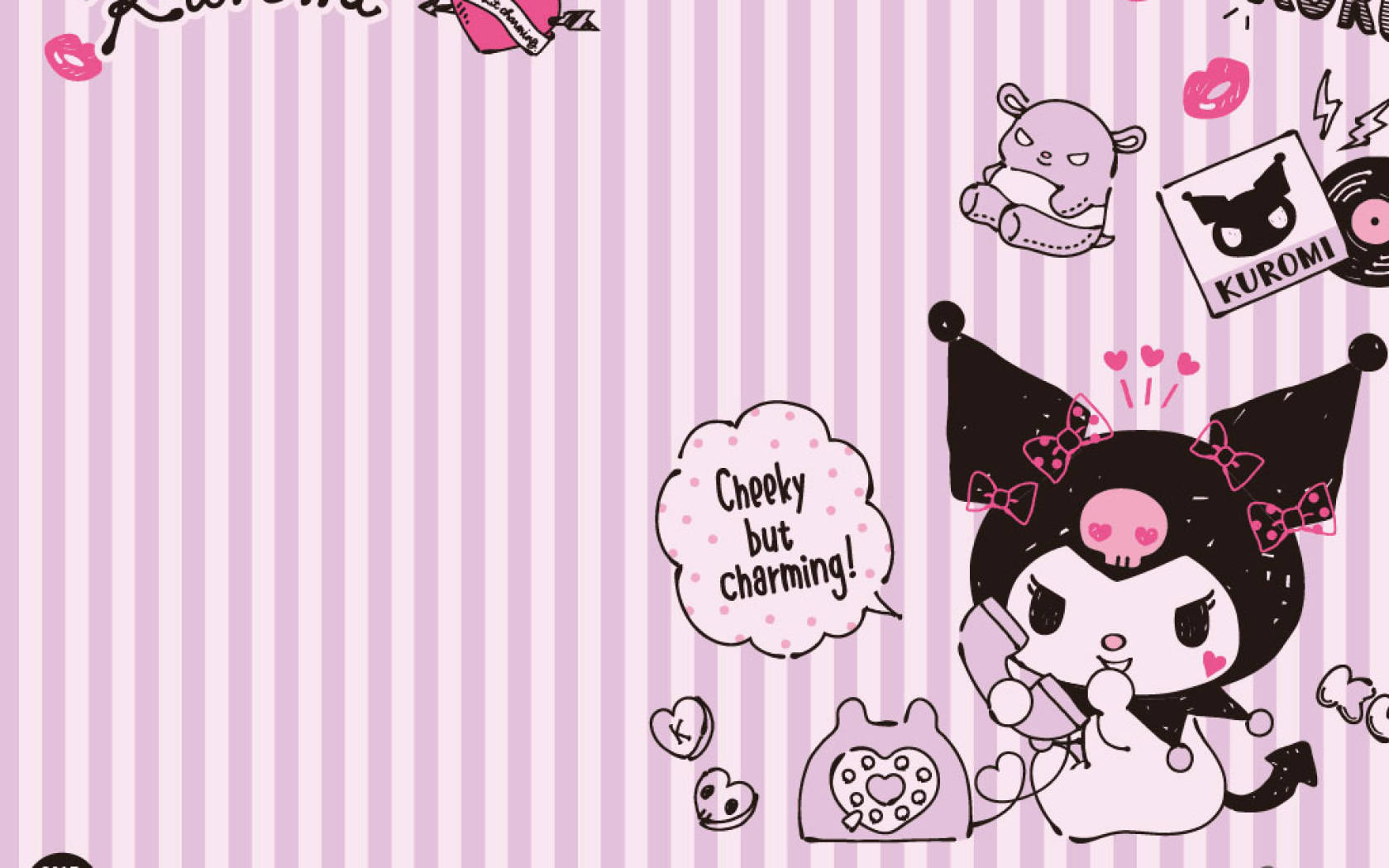 My Melody 與 Kuromi 熱衷於手機活動 壁紙