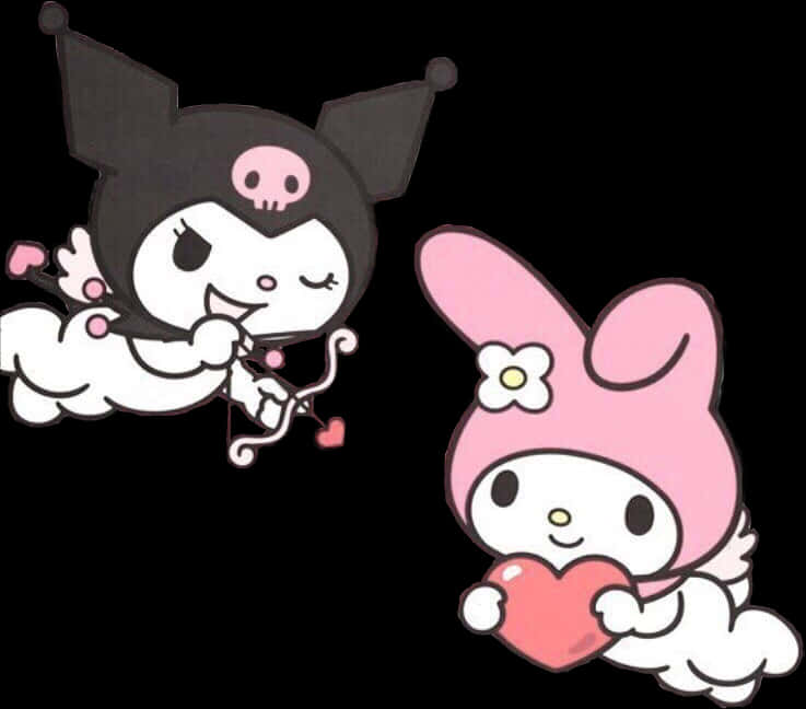 My Melody 與 Kuromi 與心形 壁紙