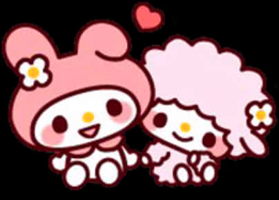 My Melody 與朋友可愛圖形 壁紙