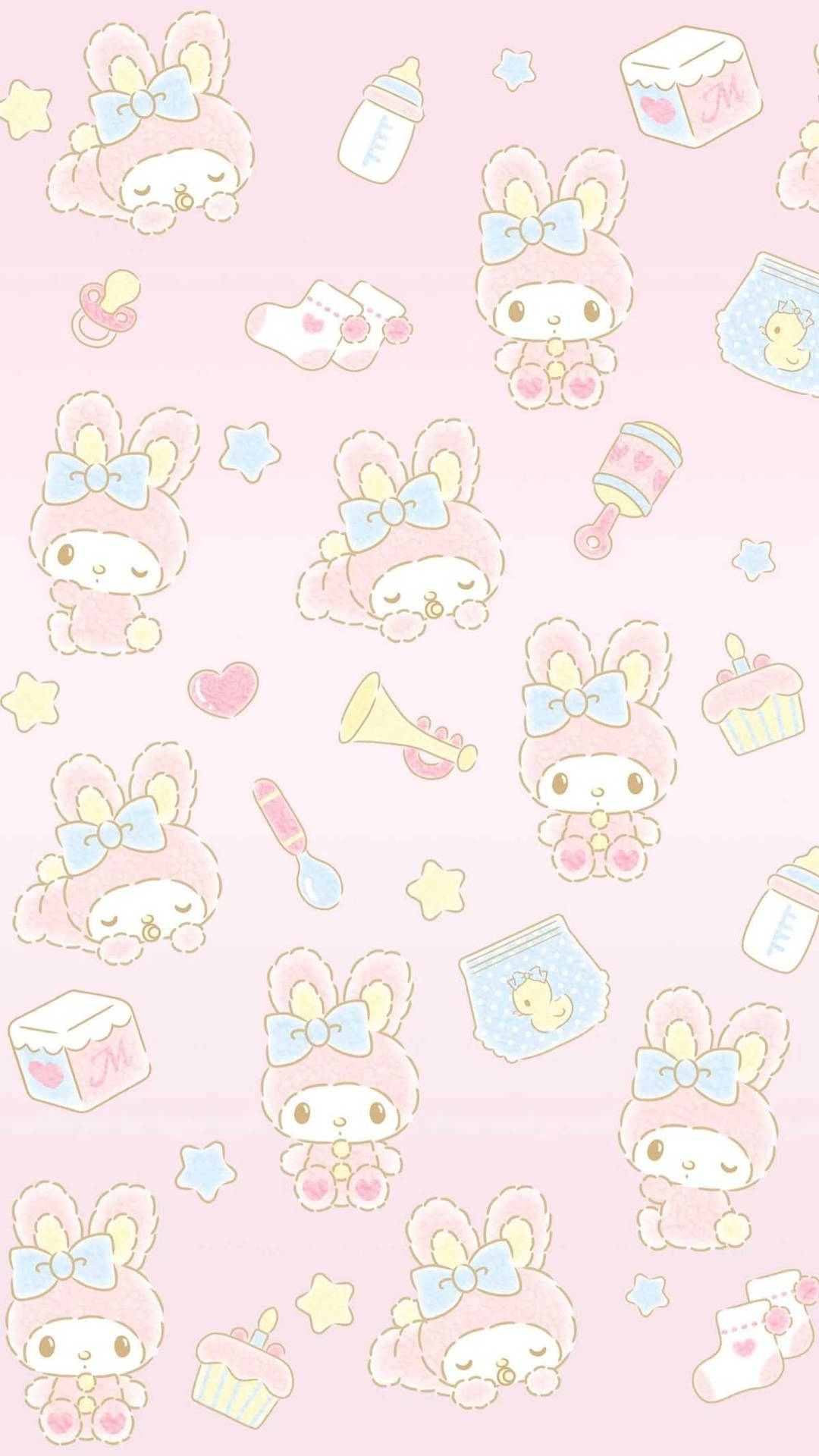My Melody 淺粉色圖案壁紙