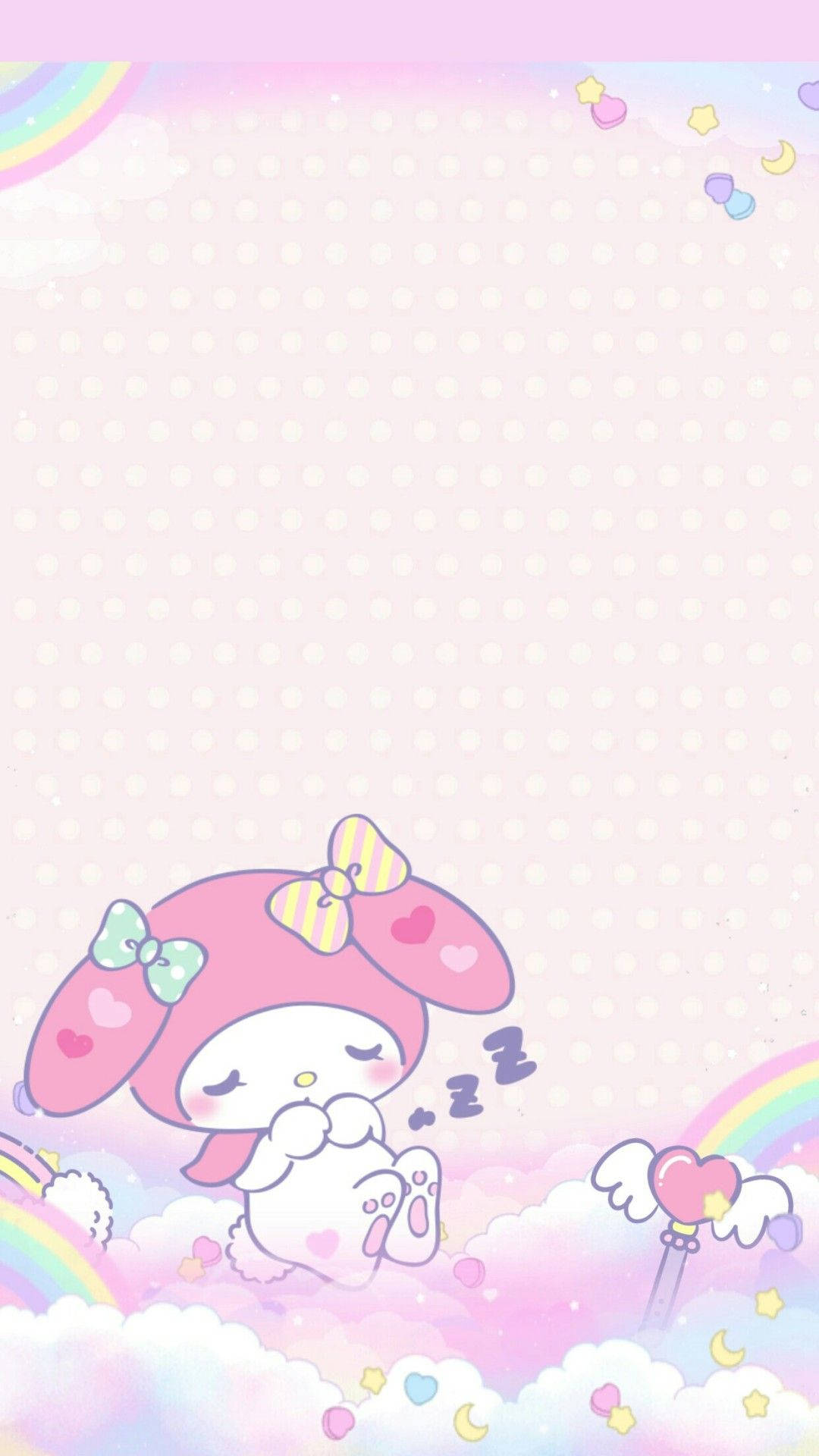 My Melody 睡在雲朵上壁紙