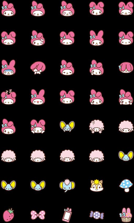 My Melody 與朋友圖案 壁紙