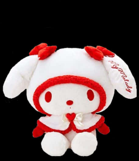 My Melody 紅白毛絨玩具 壁紙