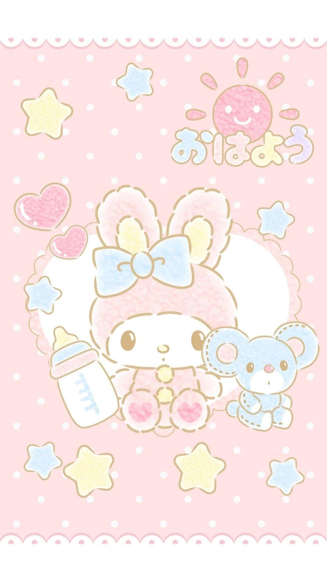 My Melody 拿著奶瓶壁紙