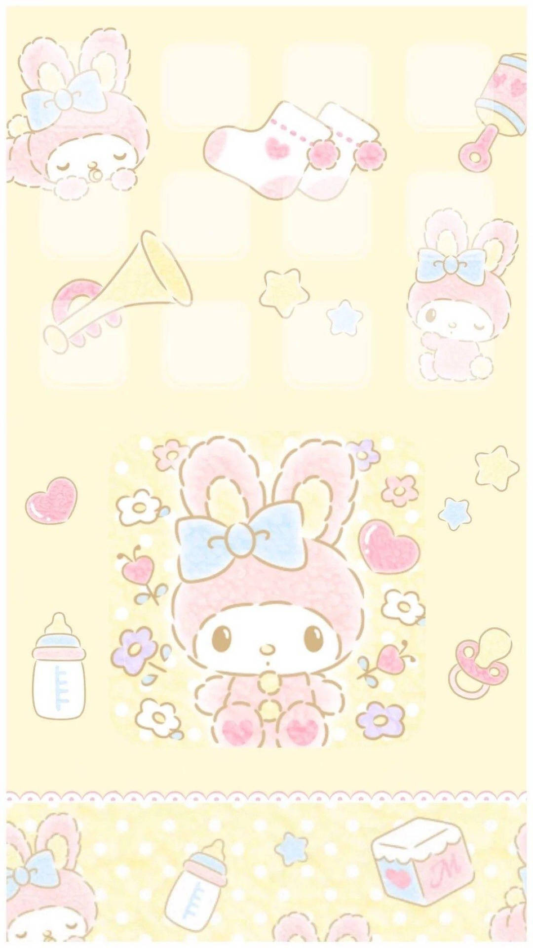 My Melody 黃色數位藝術壁紙