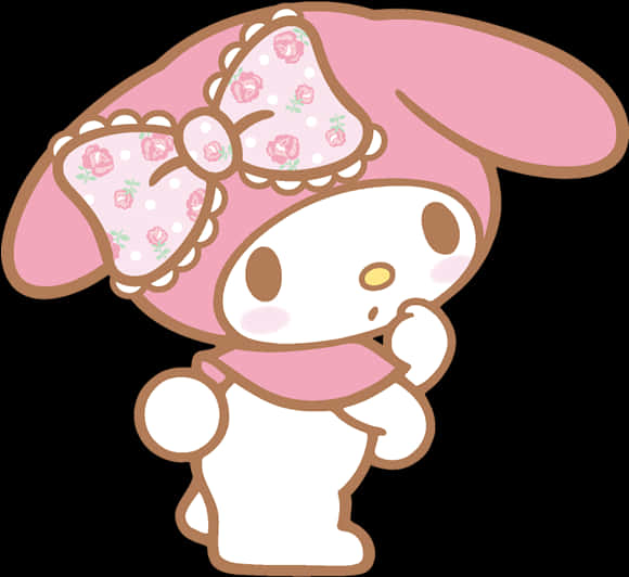 My Melody 思考姿勢 壁紙