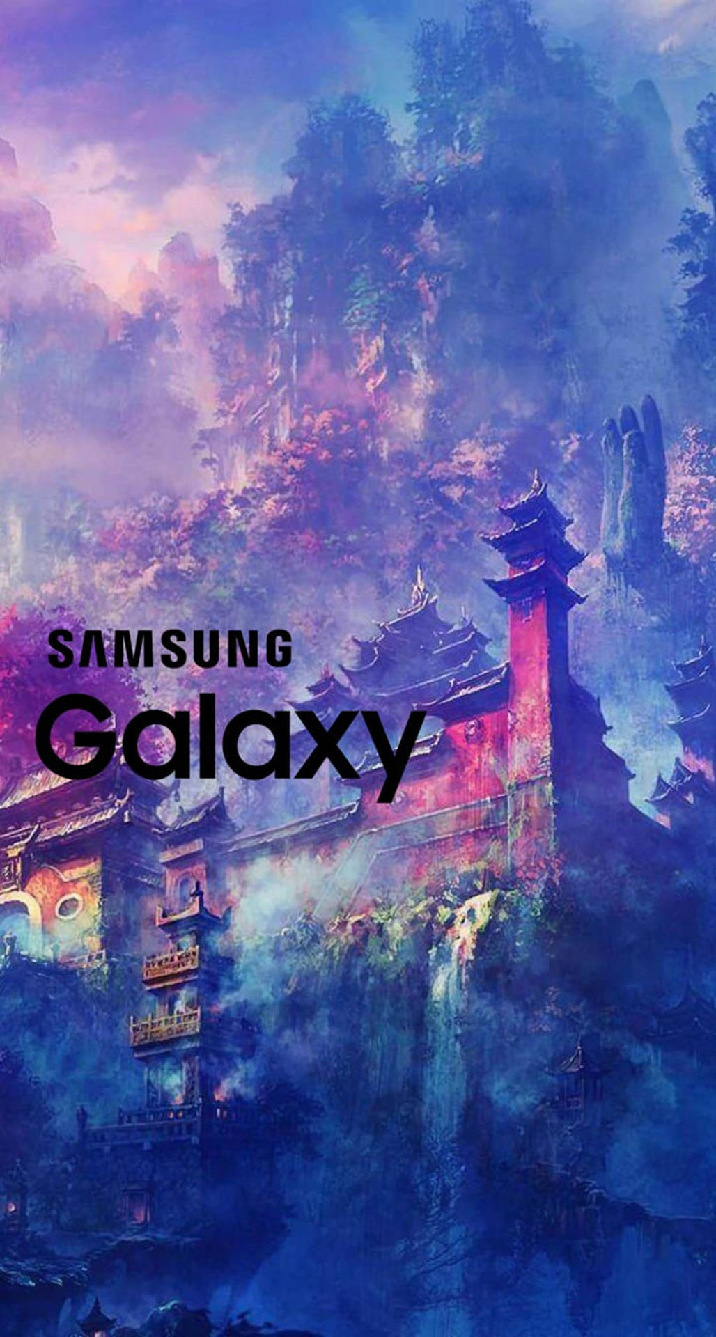 坐落在山上的神秘寺廟，在暮色中閃耀。