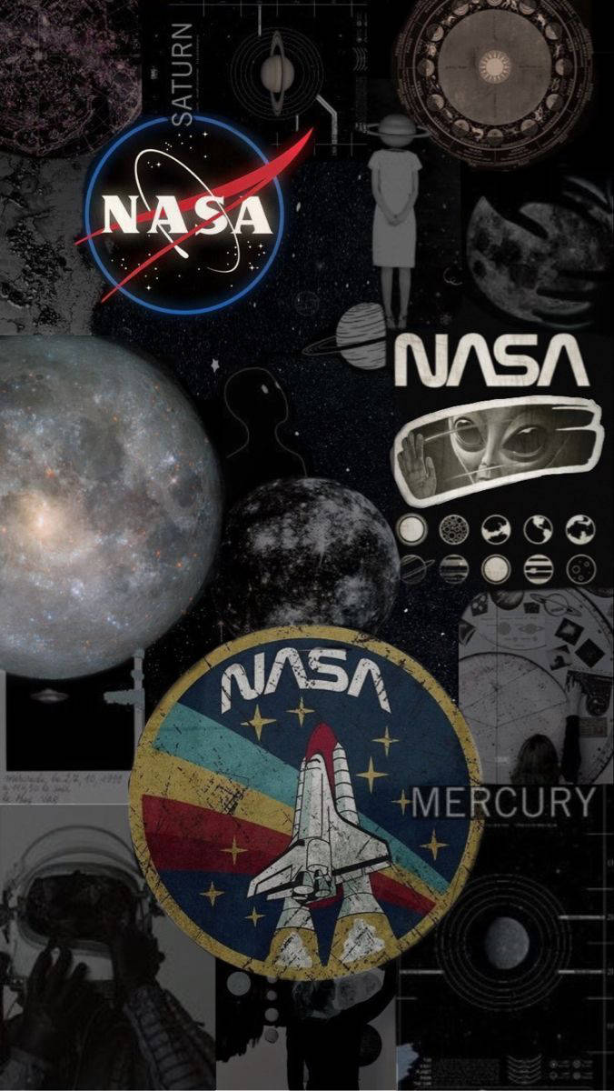 包含火箭、行星及太空人圖像的NASA太空探索拼貼。