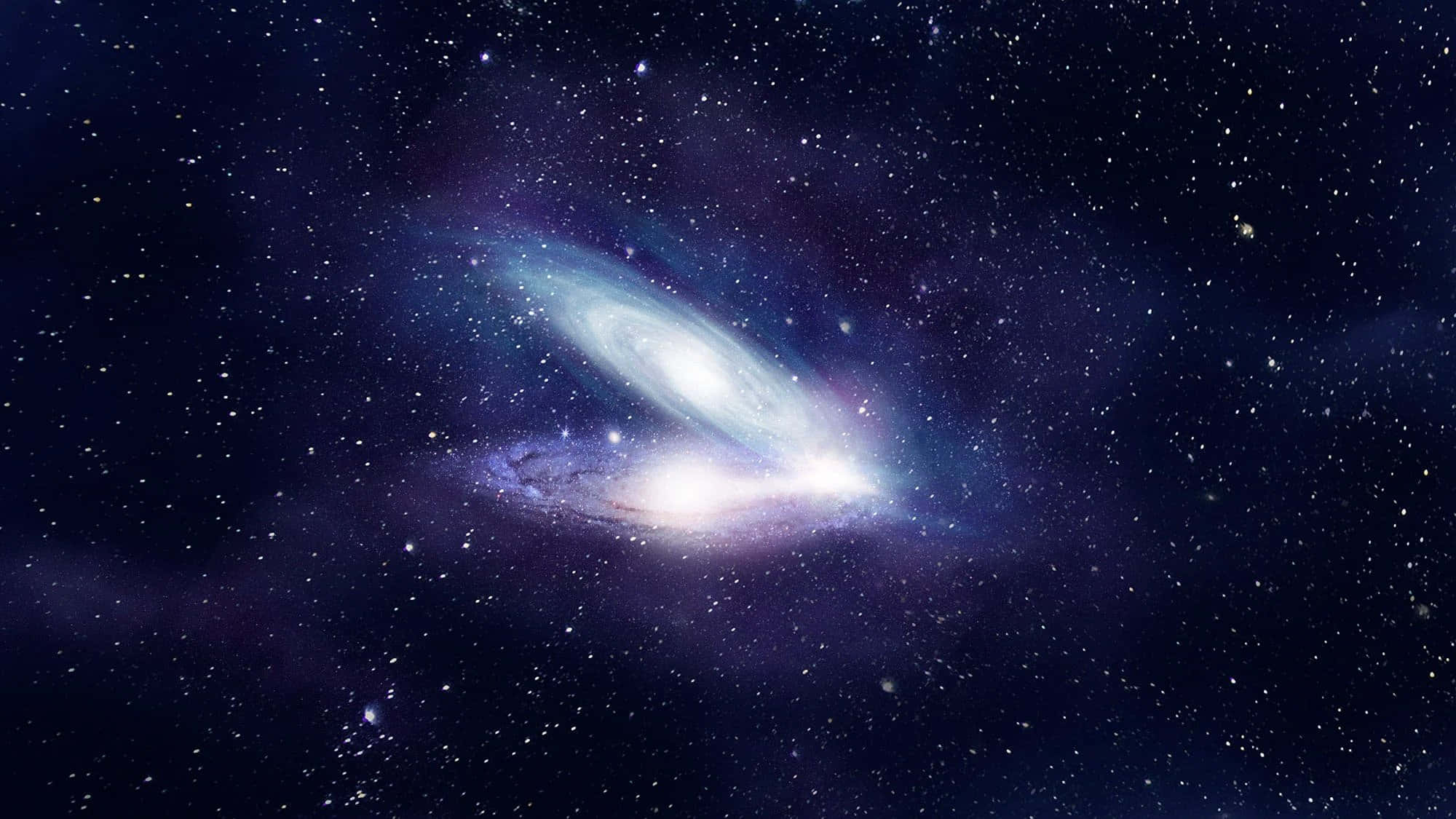 NASA拍攝的壯麗銀河系 壁紙 — 一個令人驚嘆的螺旋星系在深紫色星空中閃耀著藍色和白色的光芒。