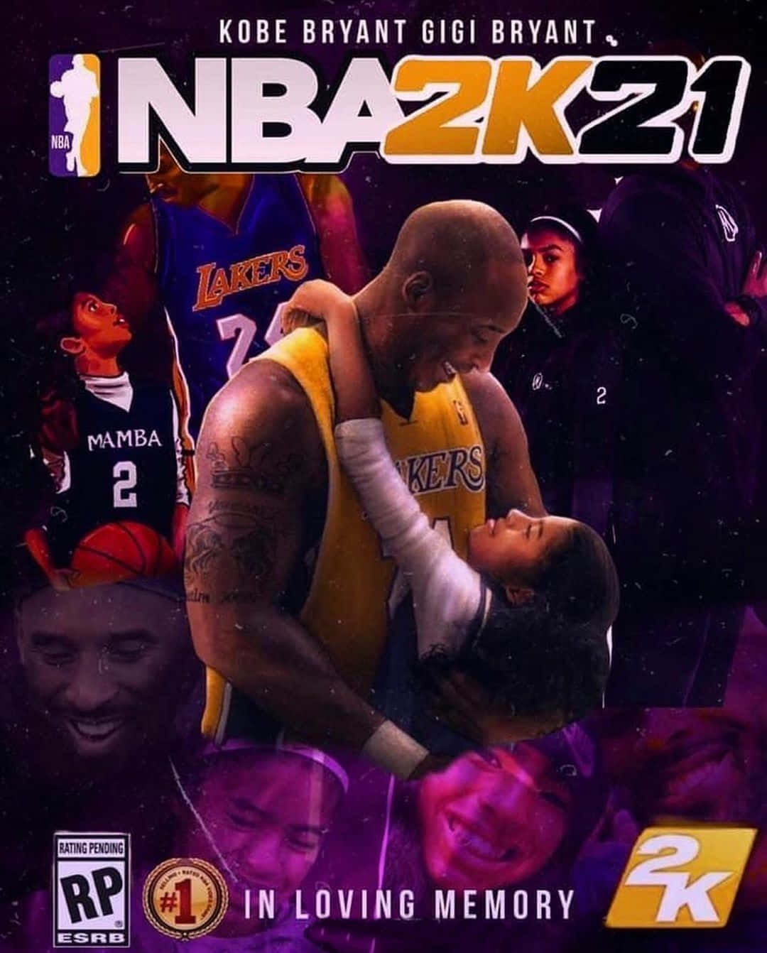 高比拜仁在NBA 2K21封面深情擁抱女兒吉吉。