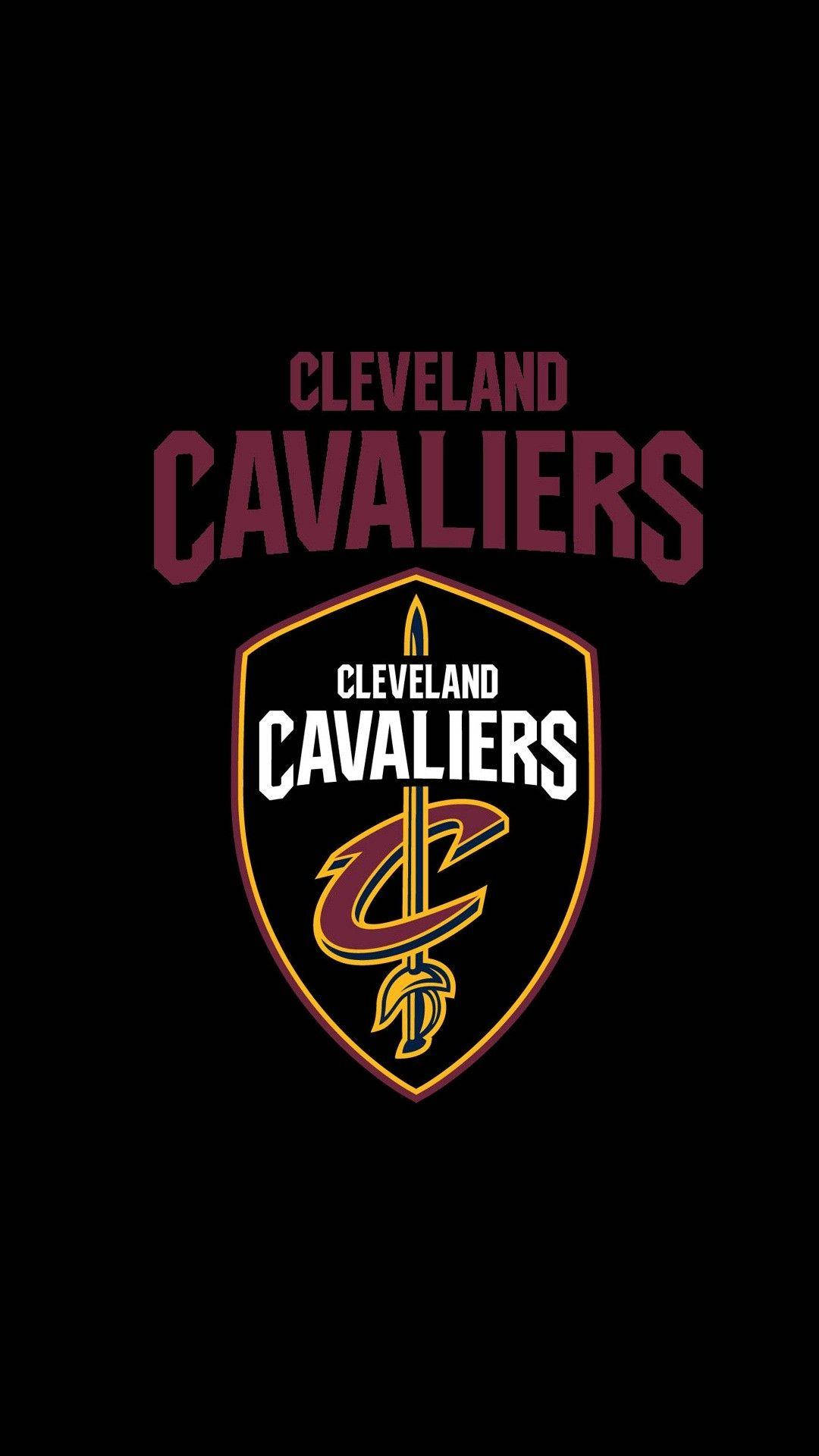 NBA iPhone 克里夫蘭騎士隊黑色背景標誌 壁紙 — 栗色、金色和白色的克里夫蘭騎士隊標誌，在純黑色背景上。