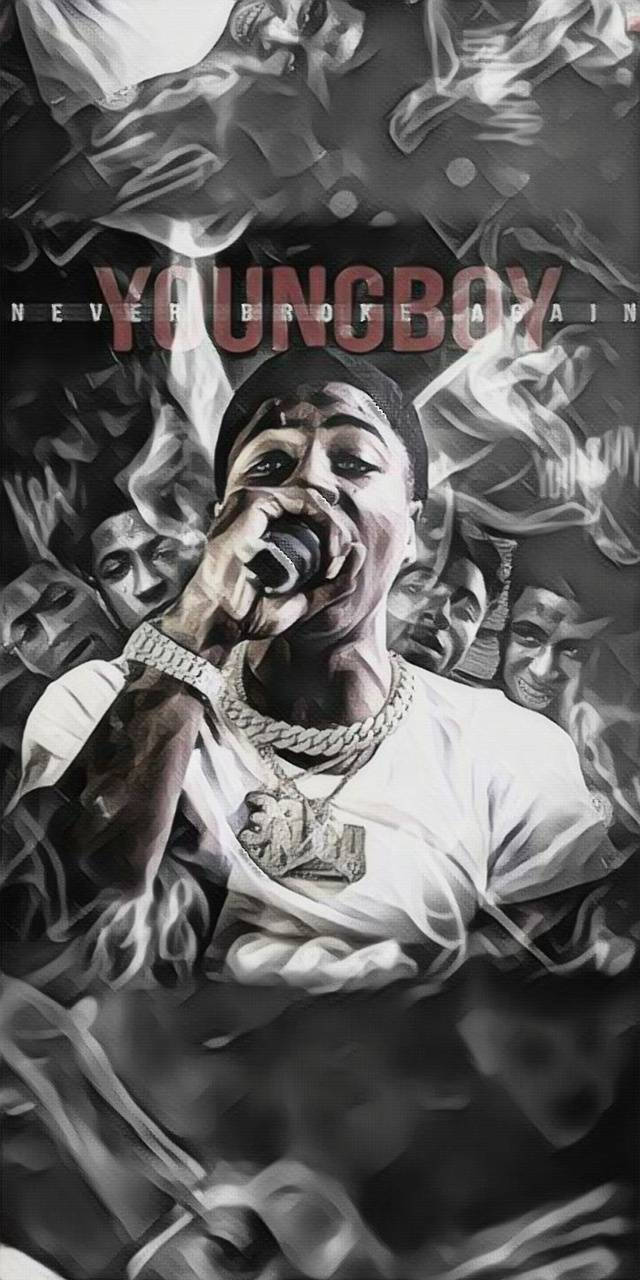 YoungBoy Never Broke Again 在旋轉的煙霧和幽靈面孔中說唱。