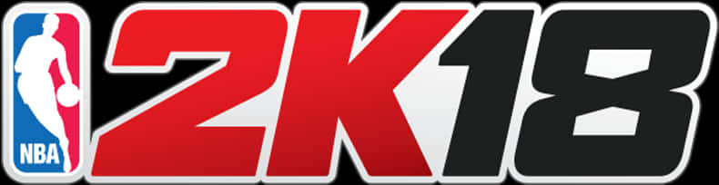 NBA2K18標誌 壁紙 — 大膽的紅黑2K18 NBA電子遊戲標誌，帶有白色輪廓和標誌性剪影。