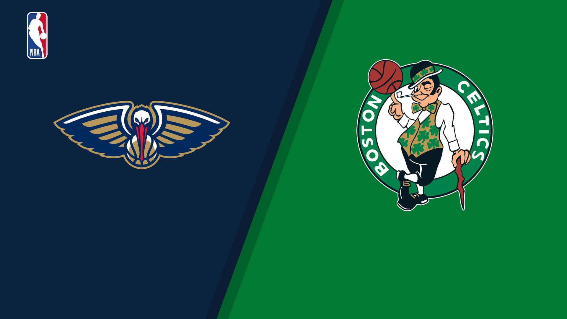 NBA籃球隊標誌，鵜鶘和塞爾特人，採用分屏設計。