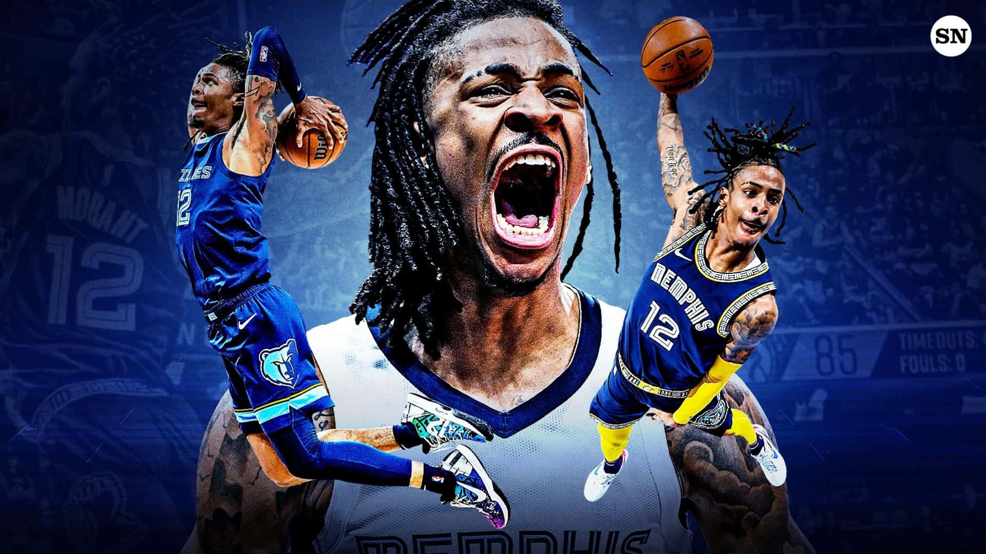 NBA球員戴dreadlocks與籃球運動員 — 莫蘭特 壁紙