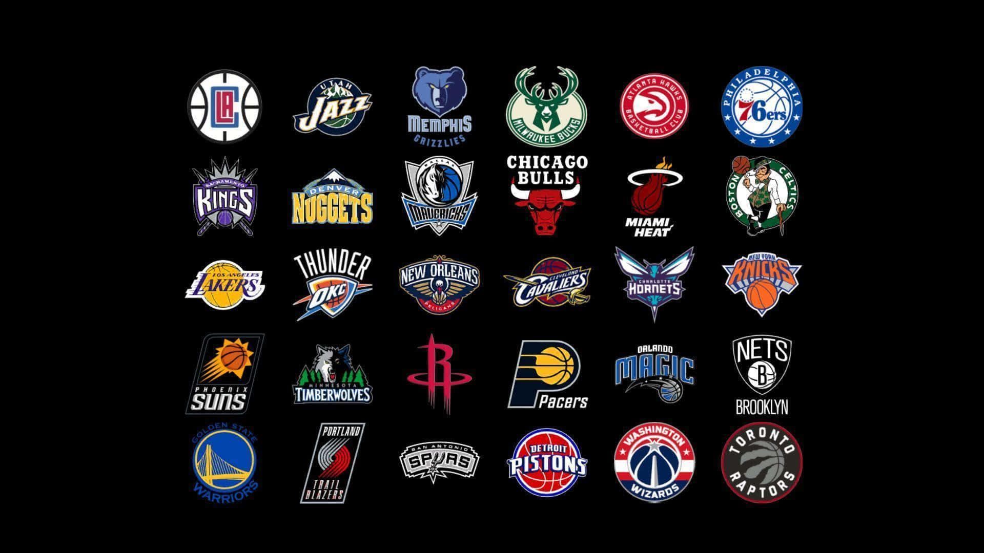 黑色背景上的NBA球隊標誌合集