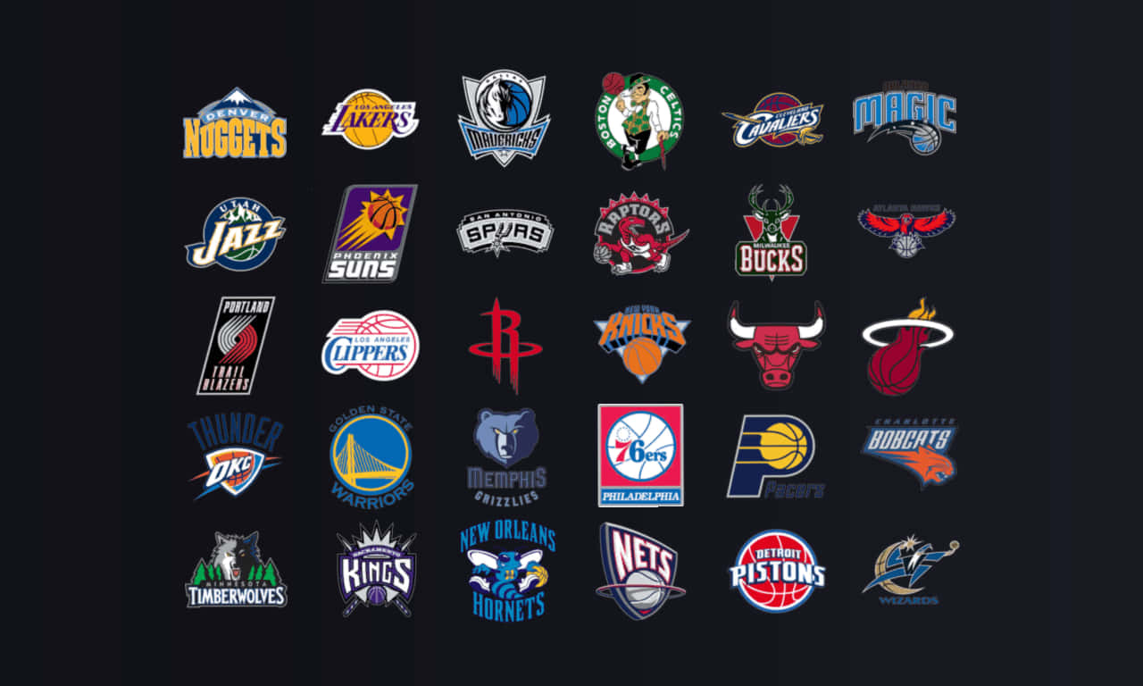 深色背景上的NBA球隊標誌集合。