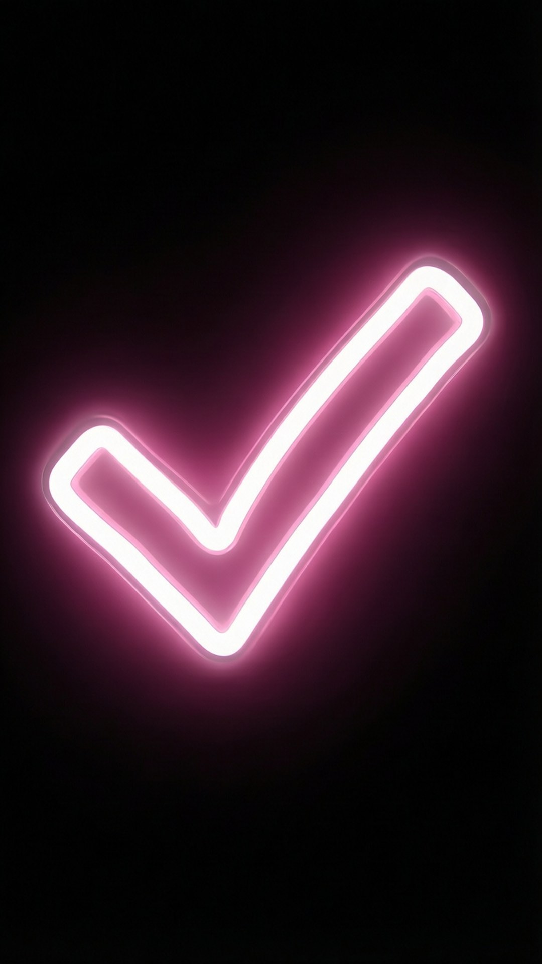 黑色背景上發光的粉紅色霓虹剔號