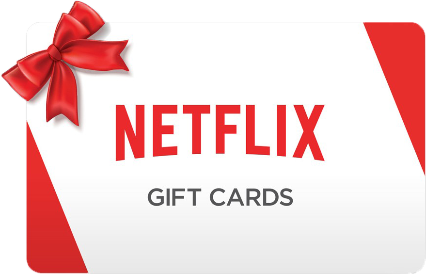附紅色蝴蝶結的 Netflix 禮品卡 壁紙 — 一張白色Netflix禮品卡，左上角有粗體紅色標誌和亮面紅色蝴蝶結。