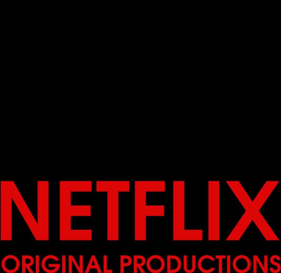 Netflix 原創製作標誌 壁紙 — 大膽的紅色Netflix標誌，帶有'ORIGINAL PRODUCTIONS'文字，背景為純黑色。