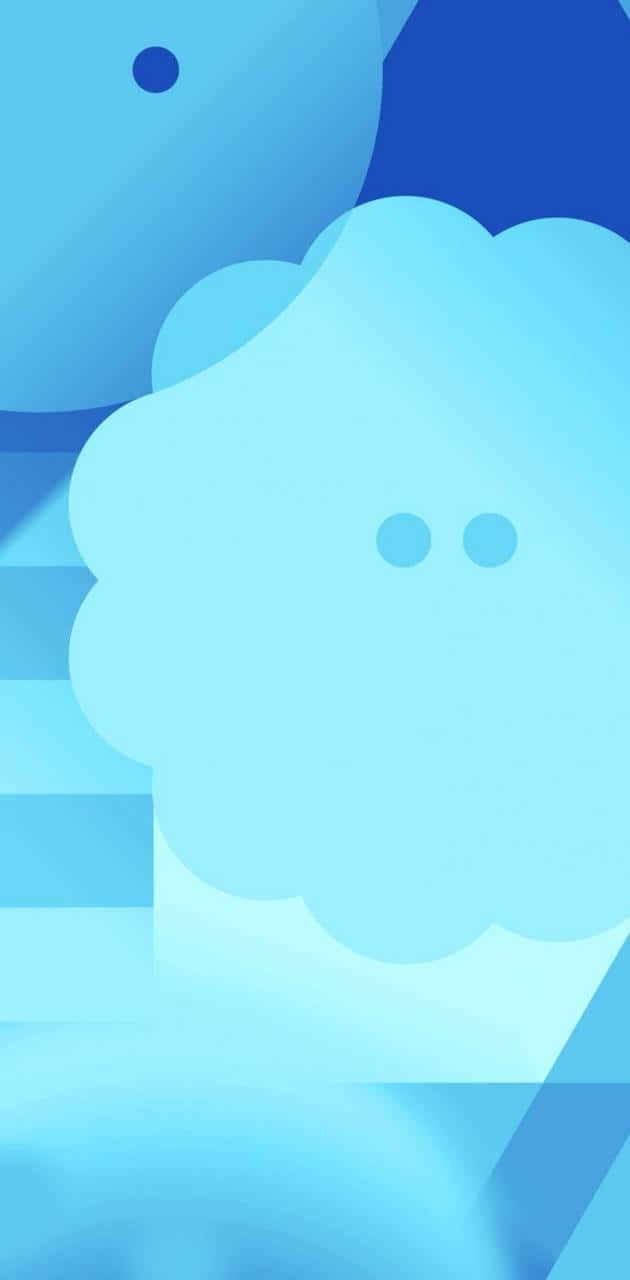 Nexus 5 簡約現代設計 壁紙 — 極簡抽象風格壁紙，以柔和藍色雲朵形狀及不同深淺藍色的幾何形態呈現。