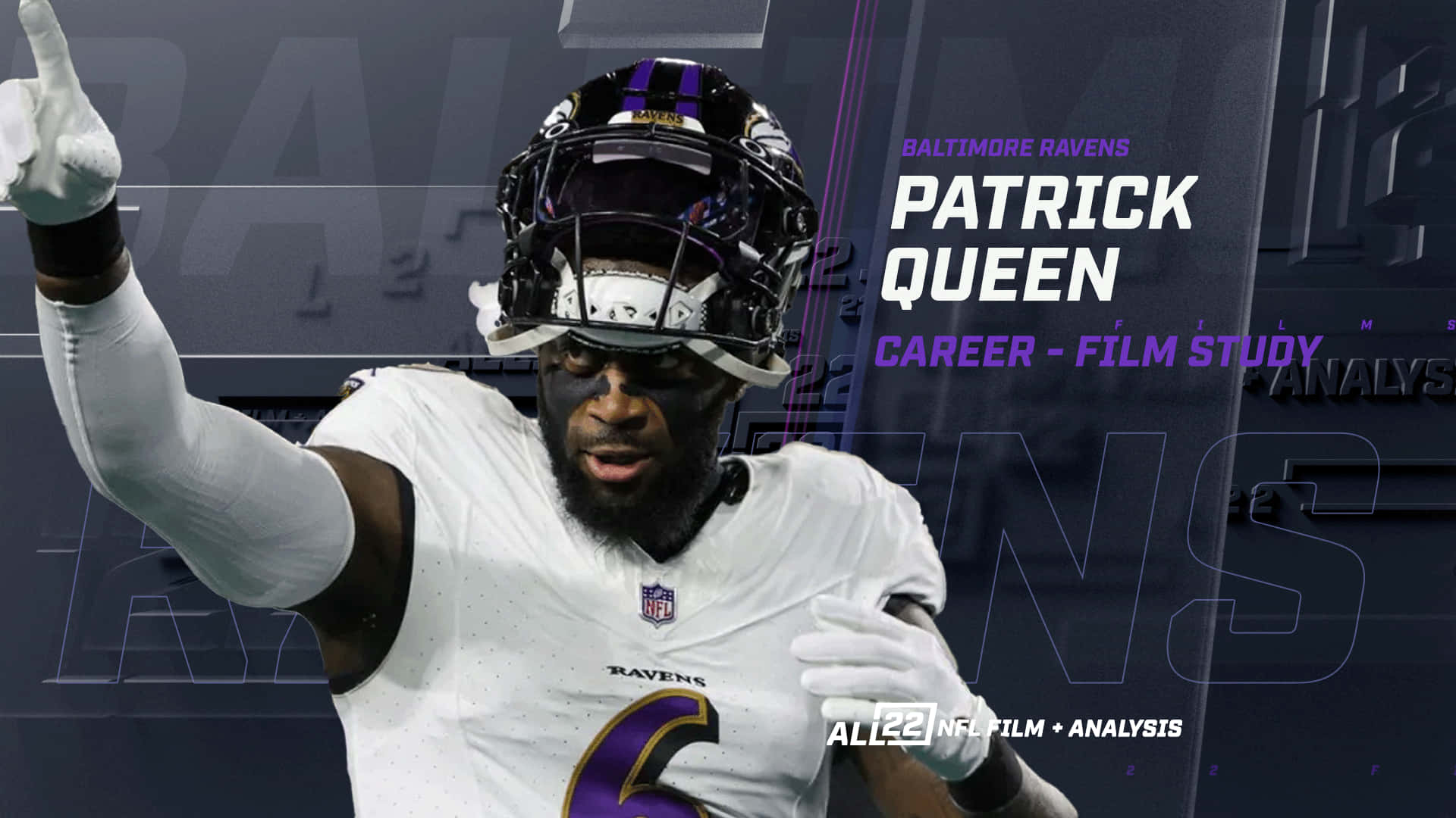 NFL 線衛派翠克·奎因身穿烏鴉隊制服，舉拳慶祝。 — 派大星 GIF 壁紙