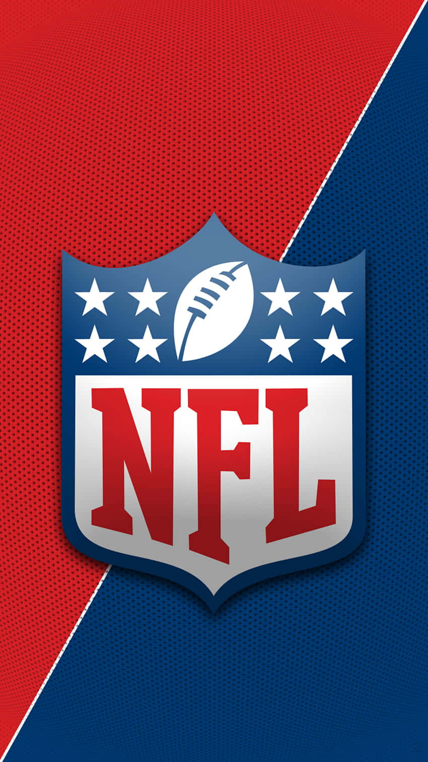 NFL Logo 桌布 壁紙 — NFL 標誌居中於紅藍紋理背景，帶有對角分割。