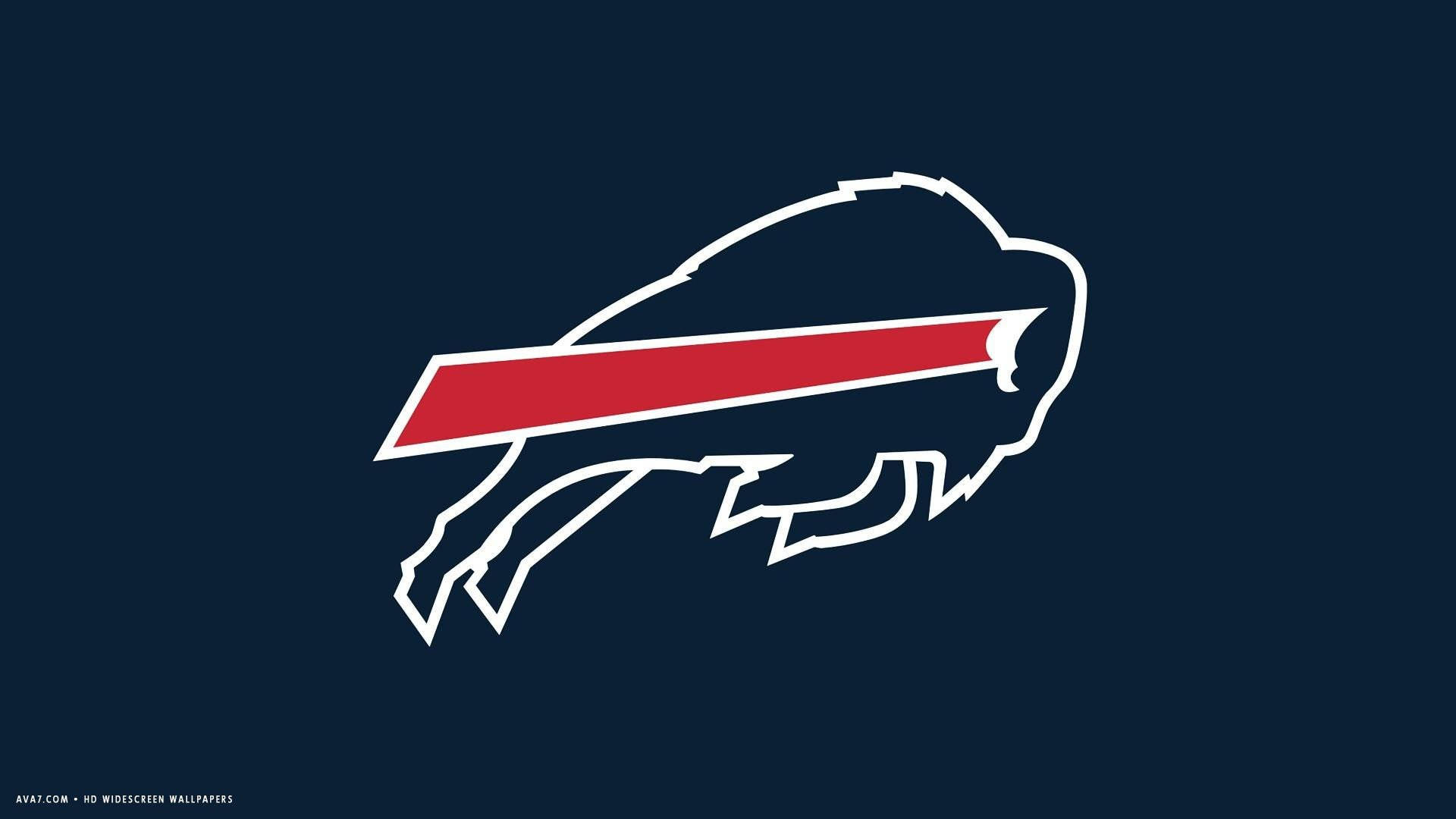 Buffalo Bills 標誌，在海軍藍背景上有白色輪廓和紅色條紋。
