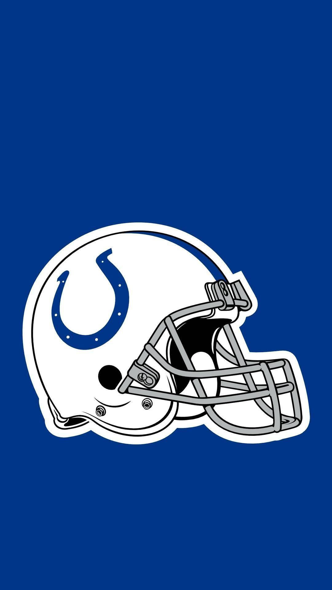 NFL印第安納波利斯小馬隊足球頭盔 壁紙 — 白色印第安納波利斯小馬隊美式足球頭盔，帶有藍色馬蹄鐵標誌，背景為純皇家藍色。