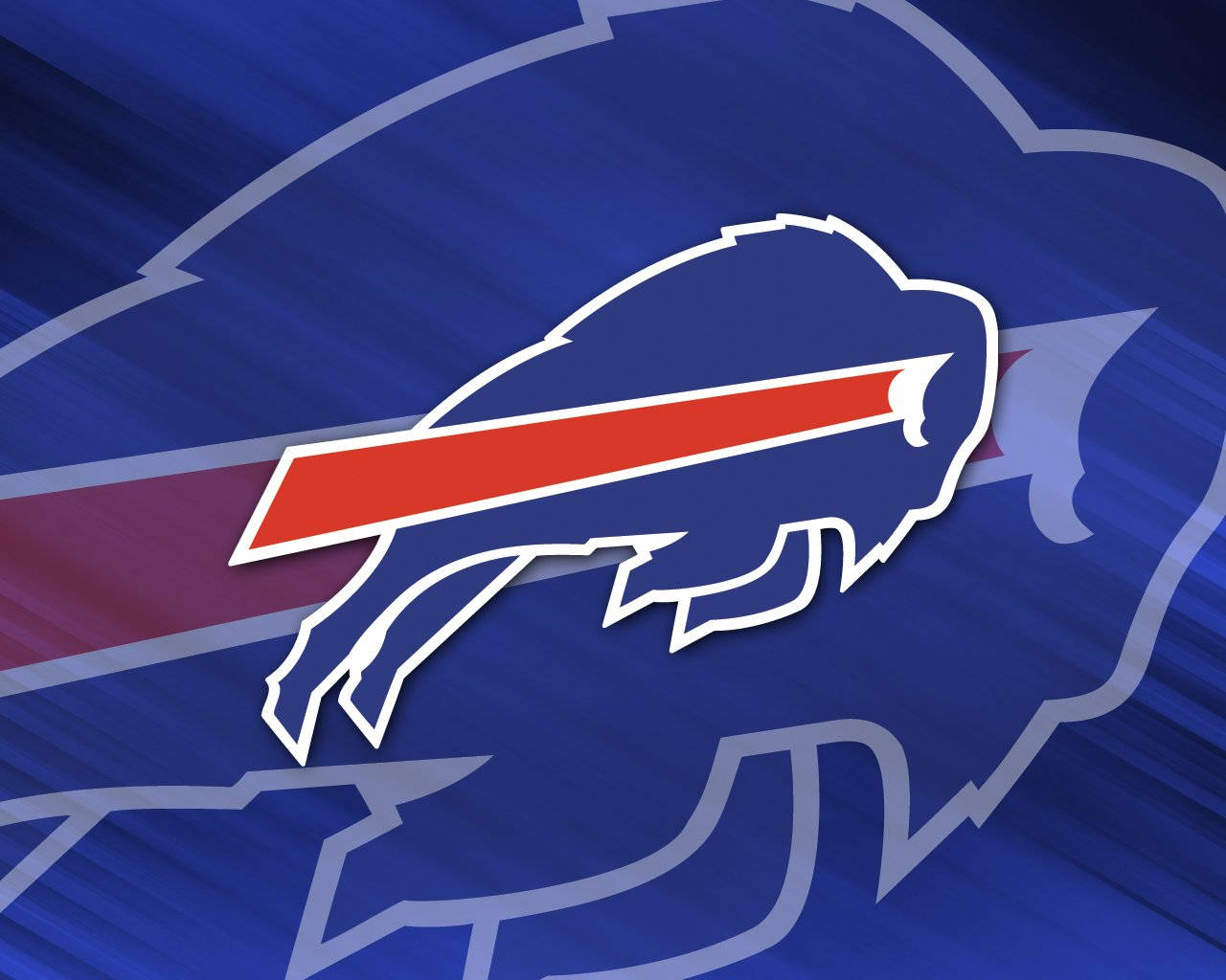 Buffalo Bills 標誌，藍色背景上帶有衝鋒水牛剪影。