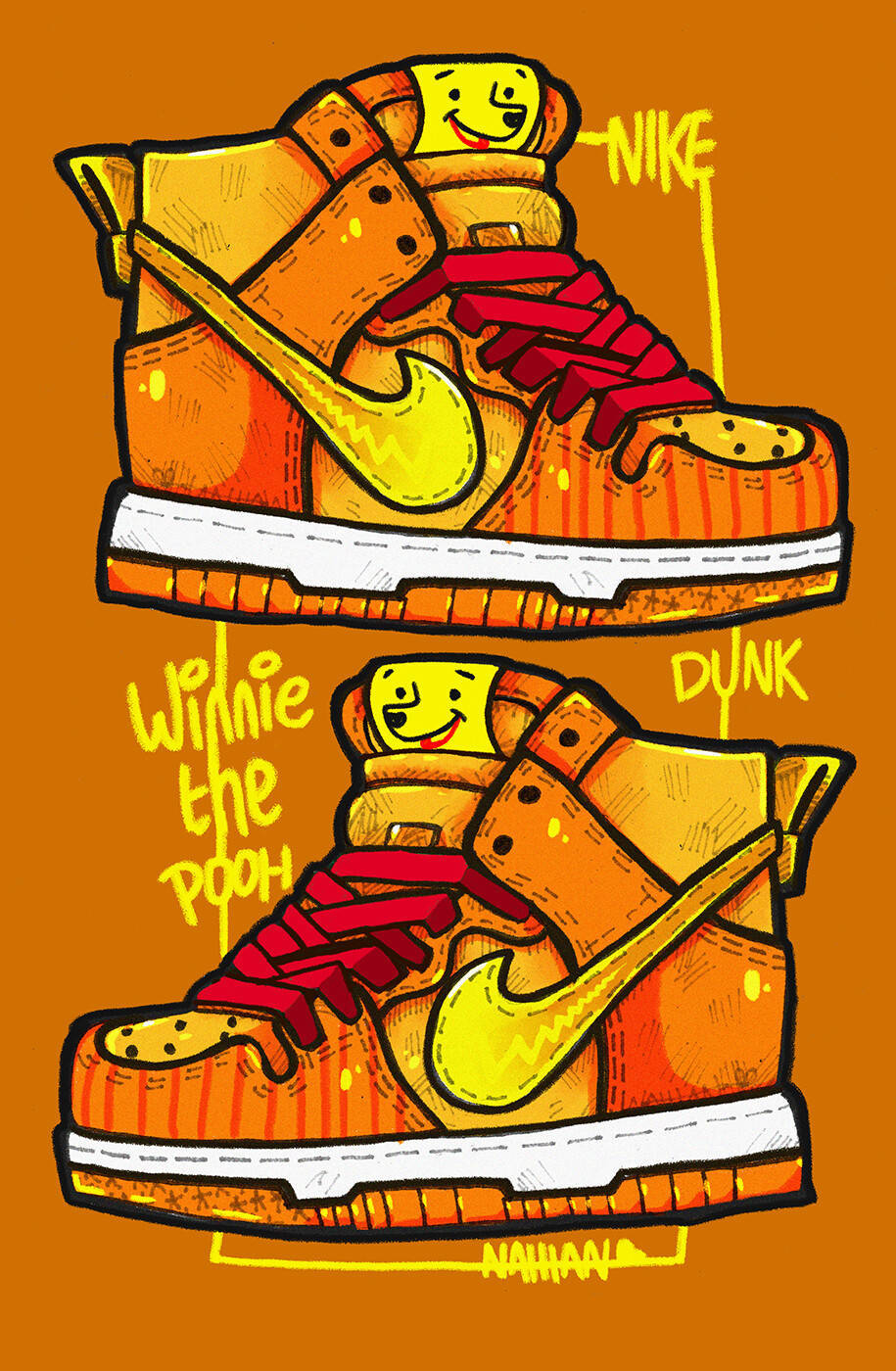 Nike Dunk 橙色與黃色運動鞋 壁紙