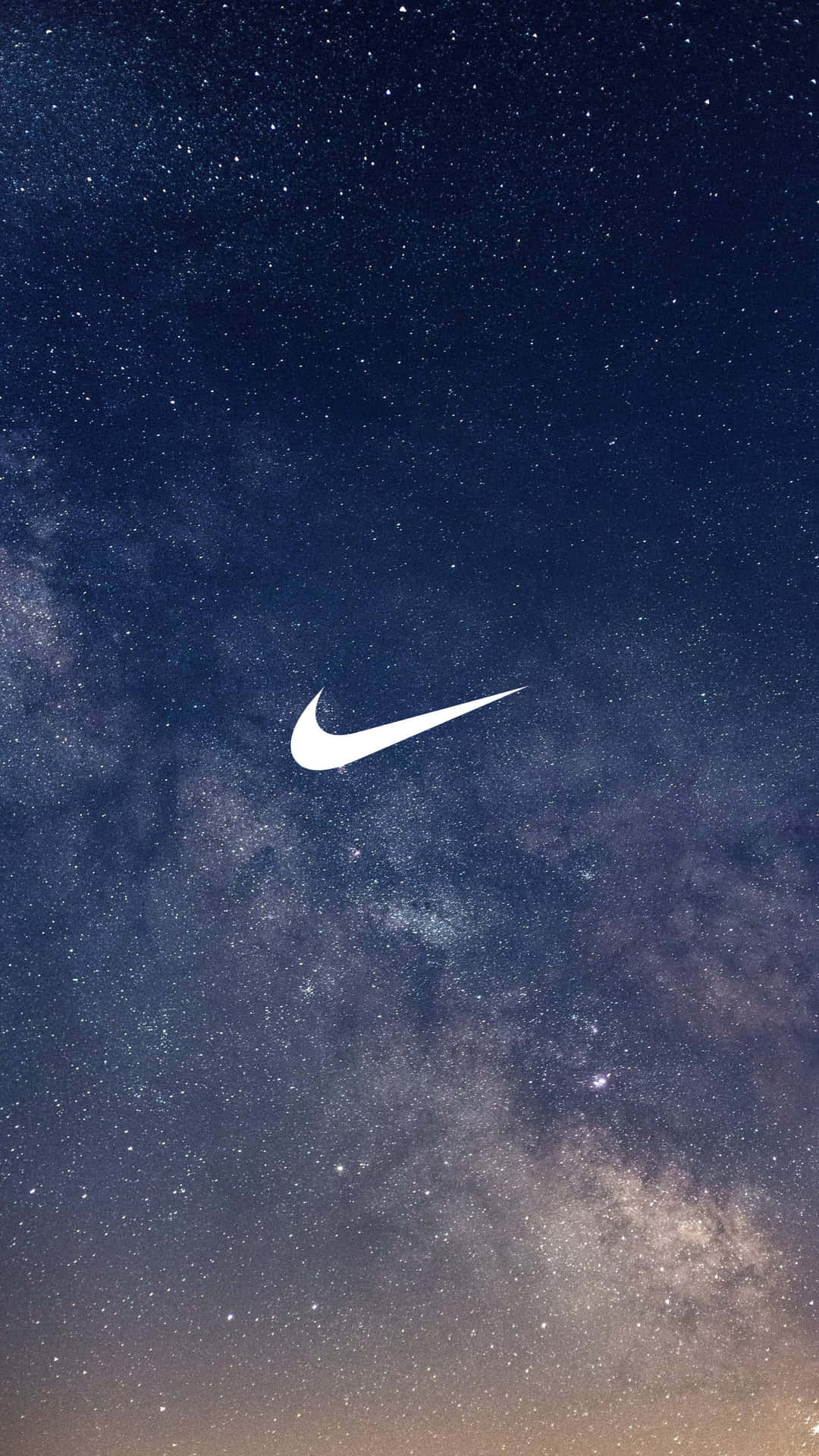 Nike標誌置於星空夜空中央，銀河可見。