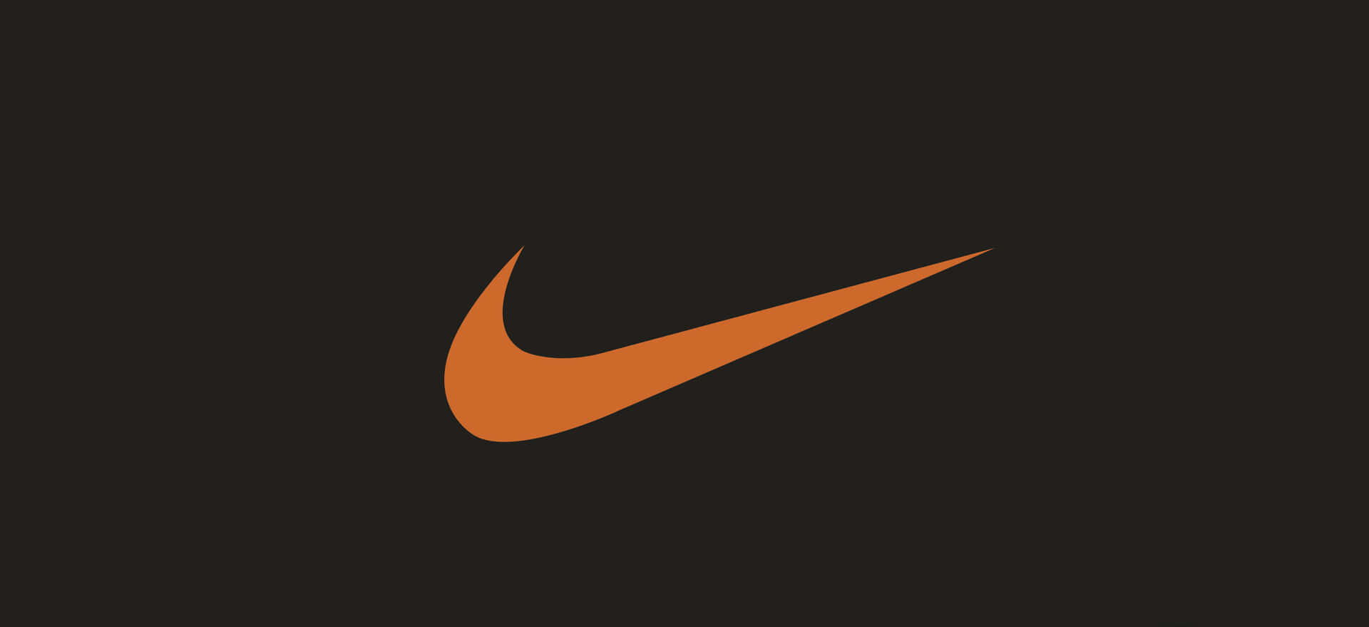 深棕色背景上的橙色Nike剔號標誌