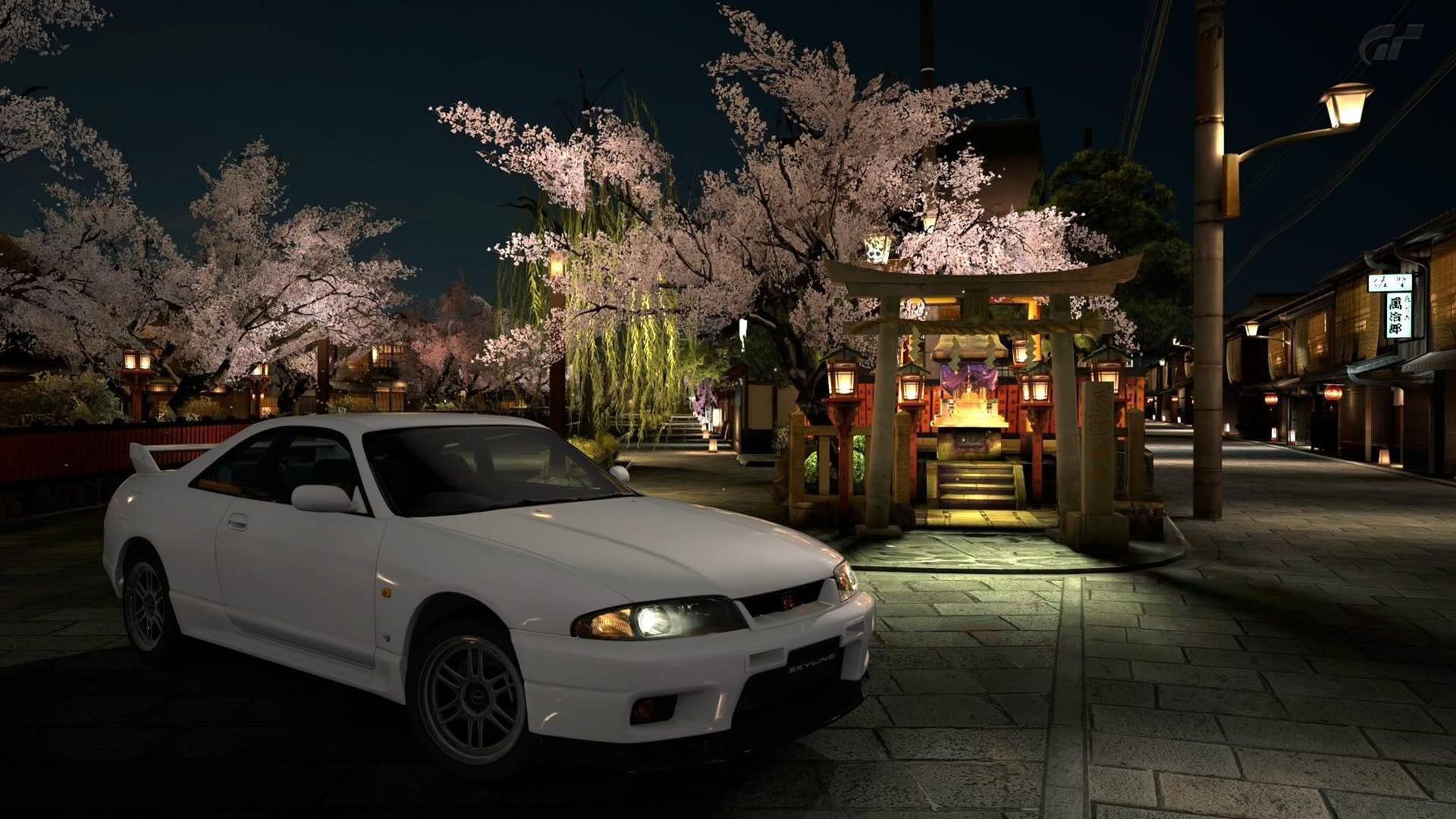 Nissan Skyline GTR R33 與櫻花壁紙