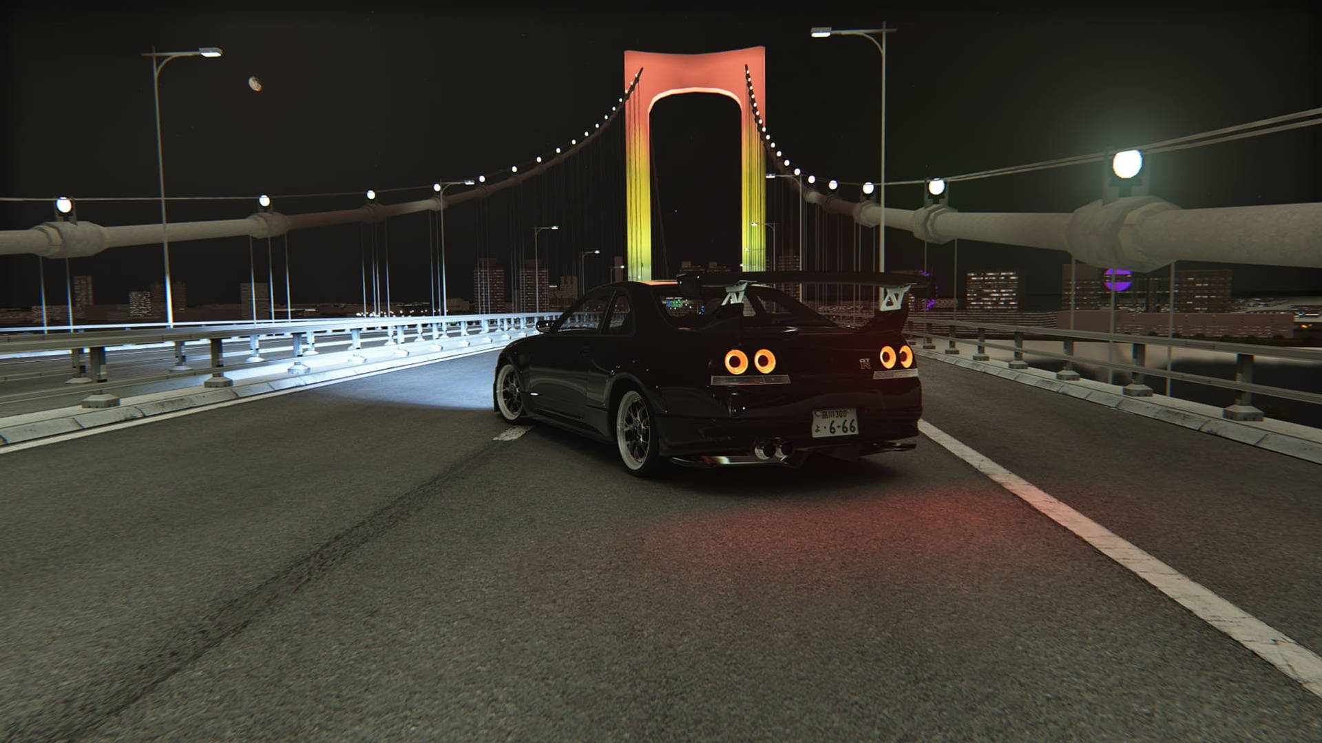 日產Skyline GTR R33 雨虹橋夜景壁紙