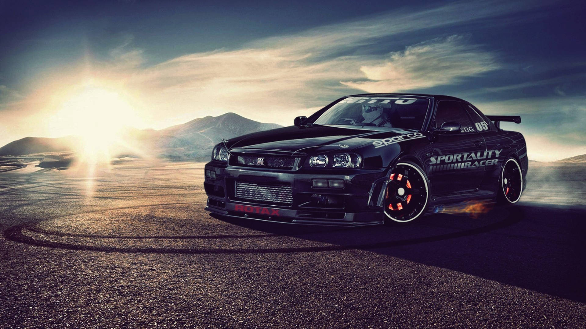 尼桑Skyline GTR R33日落壁紙