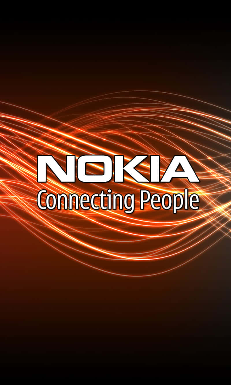 Nokia 桌布 壁紙 — Nokia 標誌在深色漸變背景上發出動態橙色光軌。