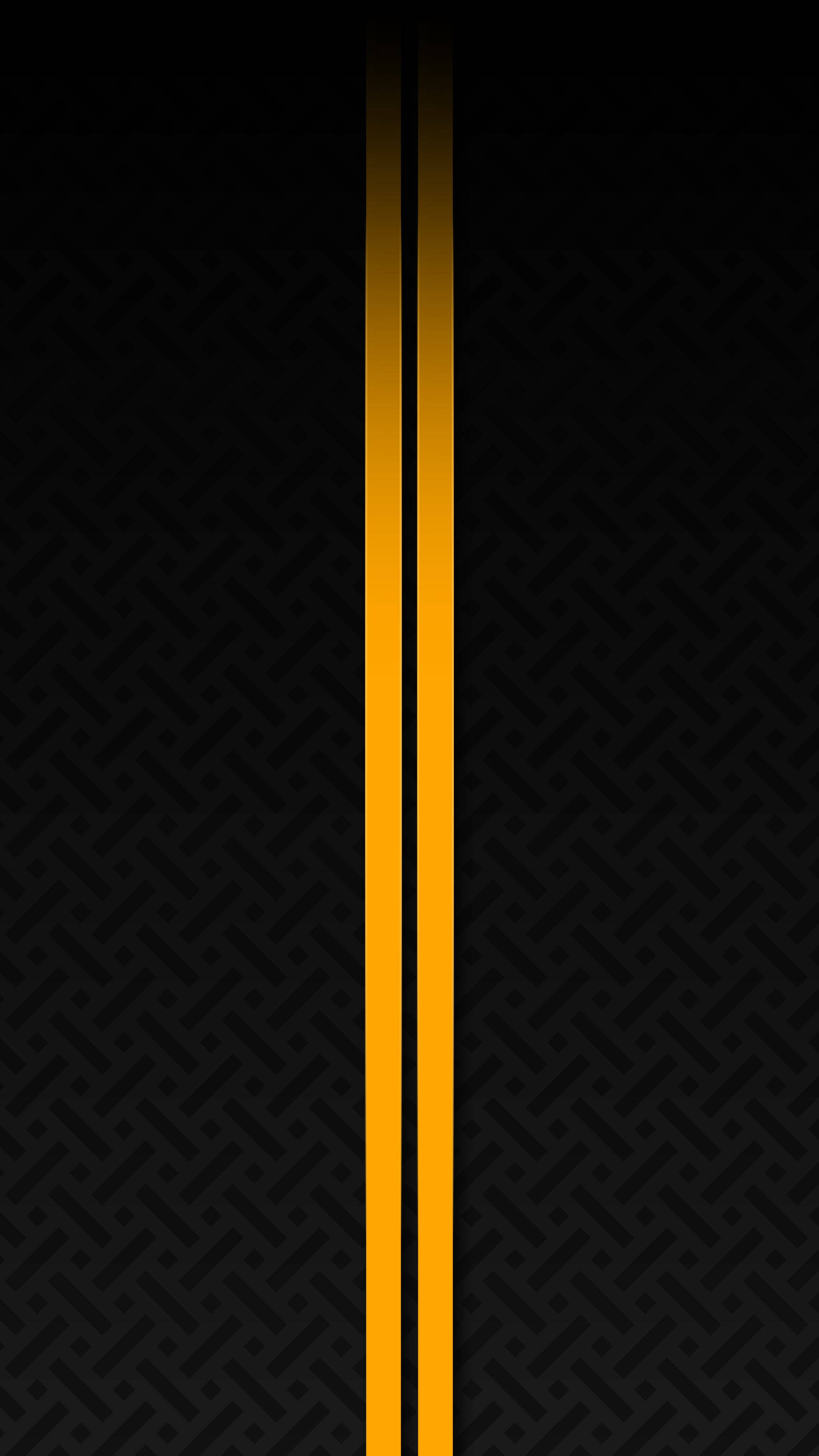 醒目黃線藝術圖案 - 紅米 Note 9 挖孔版專用 壁紙 — 大膽的垂直黃色線條穿過黑色鑽石紋理板，營造出強烈的工業美學。