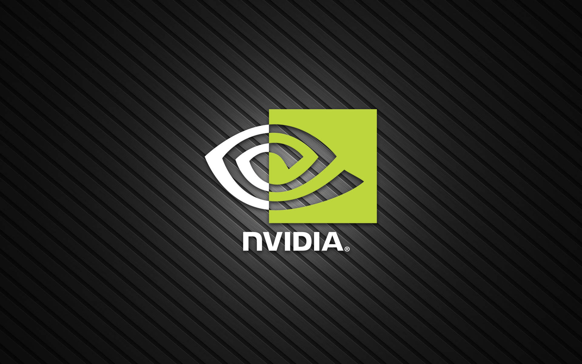 深灰色條紋背景上的 Nvidia 企業標誌。