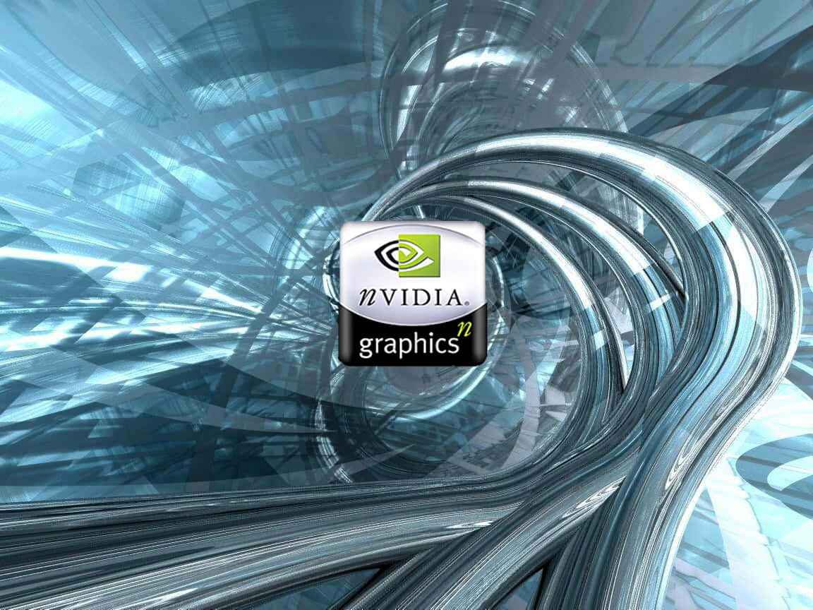 未來感藍色金屬隧道中的 Nvidia 圖形標誌