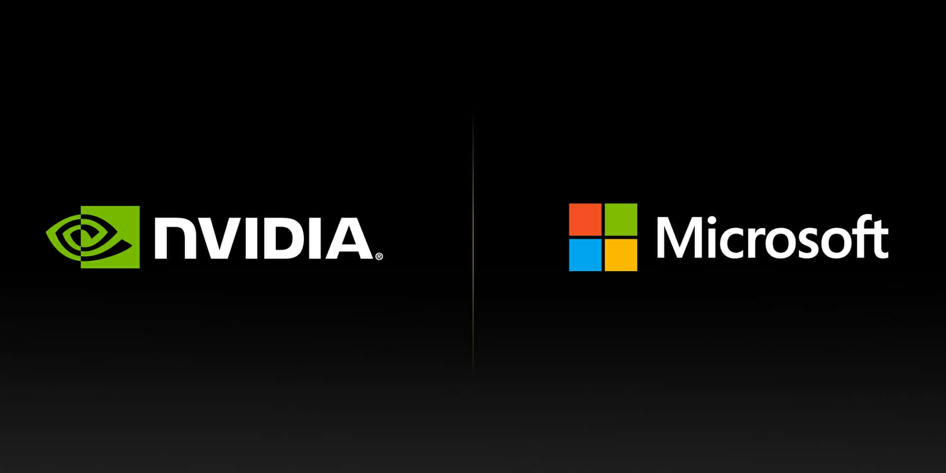 Nvidia 與 Microsoft 標誌於黑色背景上 壁紙