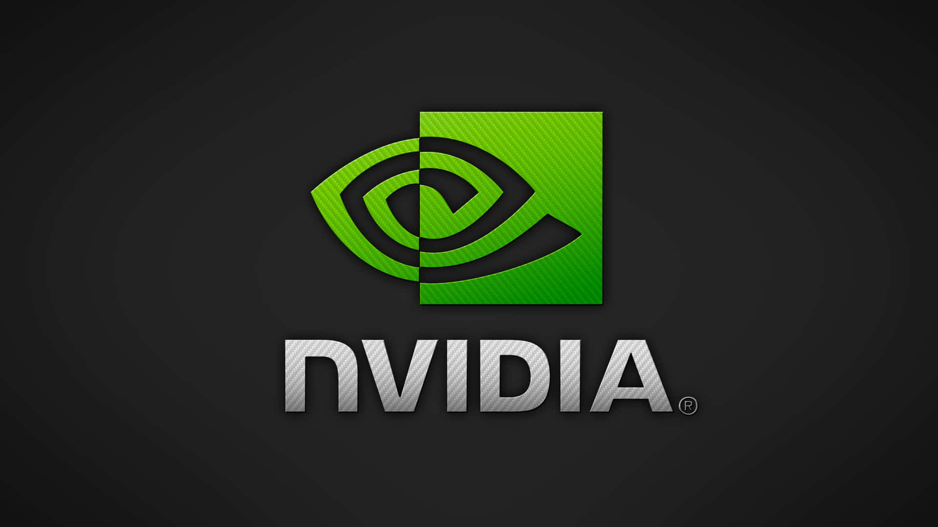 Nvidia 企業標誌，帶有綠色眼睛和銀色文字，背景為深色。