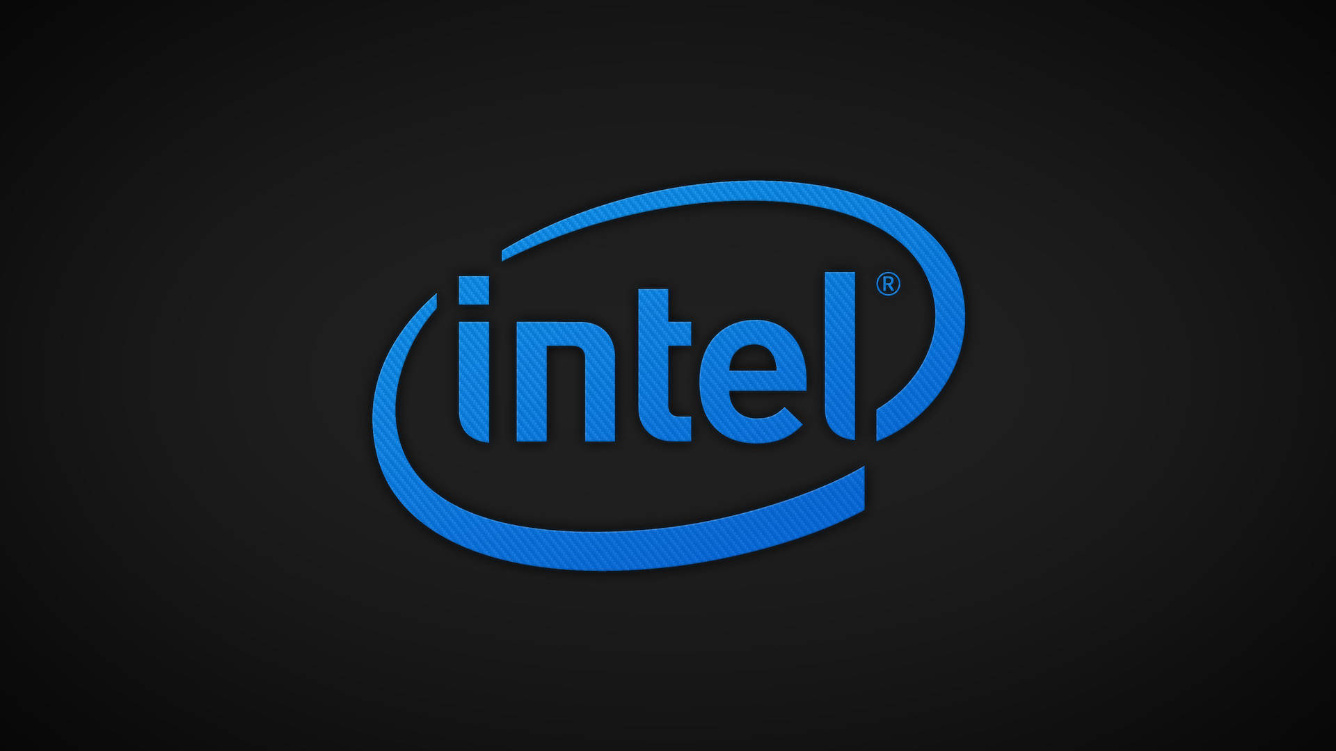 深色背景上帶有藍色紋理設計的 Intel 標誌