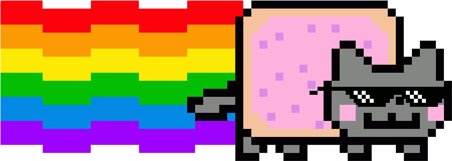 Nyan Cat 像素藝術圖像 壁紙 — 像素化嘅Nyan Cat，帶有彩虹軌跡同粉紅色Pop-Tart身體，經典8-bit風格。